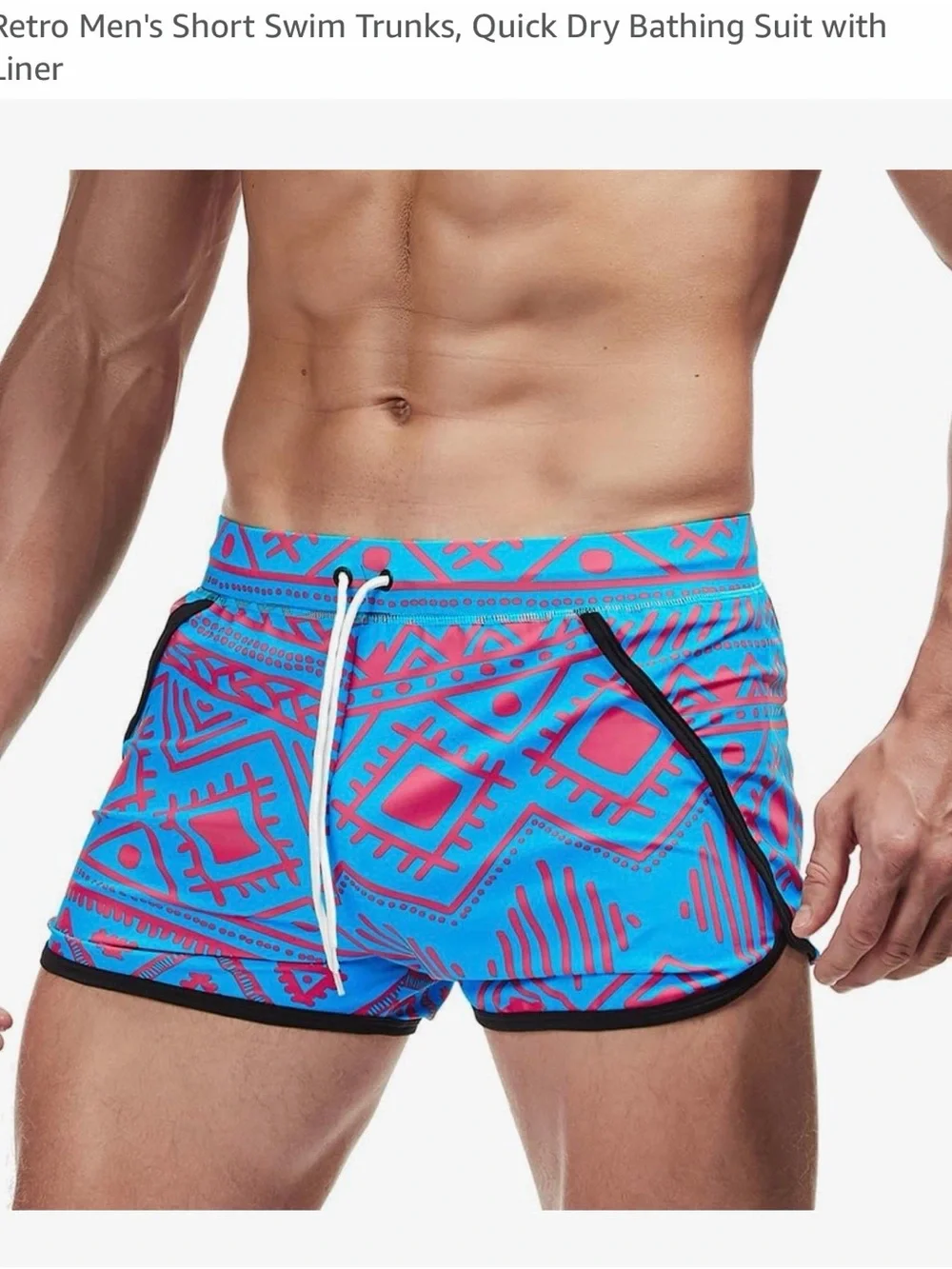 Men's Blue & Pink Quick-Dry Swim Trunks Size Medium